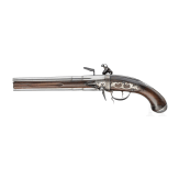 A fine over-and-under turning flintlock pistol by Desellier, Li&egrave;ge, circa 1690/1700