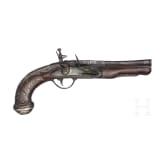A pair of Italian flintlock blunderbuss pistols with silver inlays, circa 1780