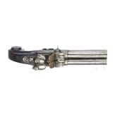 A Belgian four-barreled boxlock pistol, circa 1800
