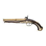 A converted percussion pistol with brass barrel, Cassaignard &agrave; Nantes (F), circa 1800