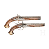 A pair of adapted percussion pistols, France, circa 1800