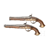 A pair of adapted percussion pistols, France, circa 1800