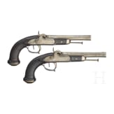 A pair of percussion pistols, Li&egrave;ge, circa 1830