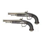 A pair of percussion pistols, Li&egrave;ge, circa 1830