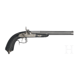 A French percussion flintlock pistol with ebony stock, circa 1840/50