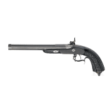 A French percussion flintlock pistol with ebony stock, circa 1840/50