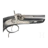 A cased pair of fine ebony stocked percussion pistols by Anton Krebs of Vienna, circa 1860