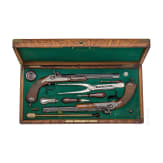 A pair of deluxe percussion pistols in a case, L. Collombert, Aix-les-Bains, circa 1850/60