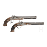 A cased pair of German percussion pistols by L. St&ouml;rmer of G&ouml;ttingen, circa 1850