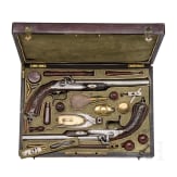 A pair of percussion pistols in a case, Geerinckx in Paris, circa 1850