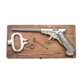An early air pistol "MF" with accessories in case, Gaggenau, circa 1880