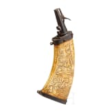 A German musketeer powder flask, circa 1600
