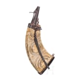A German musketeer's powder flask, circa 1600