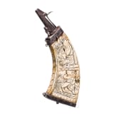 A German musketeer's powder flask, circa 1600
