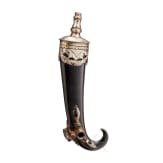 A silver-mounted Alpine primer flask with wheel-lock bowl, circa 1700