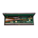 A cased side-by-side percussion combination shotgun by Lebeda of Prague