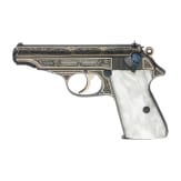 A Walther PP, deeply engraved gold, in a luxury case
