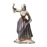 A porcelain figure "Leda" from the Italian Commedia dell'arte, Franz Bustelli (design), Nymphenburg, 20th century (finish)