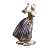 A porcelain figure "Leda" from the Italian Commedia dell'arte, Franz Bustelli (design), Nymphenburg, 20th century (finish)