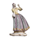 A porcelain figure "Leda" from the Italian Commedia dell'arte, Franz Bustelli (design), Nymphenburg, 20th century (finish)