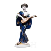 A porcelain figure of a Japanese woman with mandolin from the "Wedding Procession", Adolf Amberg, 1908-10 (design), KPM, 1910