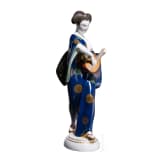 A porcelain figure of a Japanese woman with mandolin from the "Wedding Procession", Adolf Amberg, 1908-10 (design), KPM, 1910