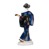 A porcelain figure of a Japanese woman with mandolin from the "Wedding Procession", Adolf Amberg, 1908-10 (design), KPM, 1910