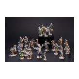 21 porcelain figures and two conductor stands from the Monkey Orchestra, designed by J. J. Kaendler, manufactured by Meissen, late 20th century