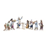 21 porcelain figures and two conductor stands from the Monkey Orchestra, designed by J. J. Kaendler, manufactured by Meissen, late 20th century