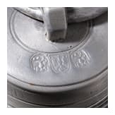 A pewter mounted container made of Saxon serpentine, 2nd half of the 17th century