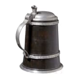 A pewter mounted Saxon serpentine tankard, ca. 1680