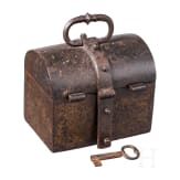 A French iron miniature strongbox, ca. 1600