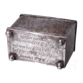 An small etched Nuremberg casket, dated 1629