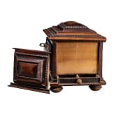 A German flame-banded walnut casket, 2nd half of the 17th century