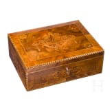 A German wooden marquetry casket, 19th century