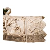 A large, finely carved German ivory olifant with portraits of the French kings Fran&ccedil;ois I and Henri II and a hunting scene, mid-19th century