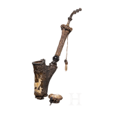 A carved stag horn pipe by Johann Leberecht Schulz in Meiningen, circa 1830