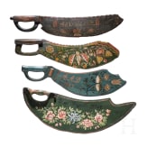 Four painted Swedish flax crushers, 19th century