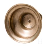 A large engraved Nuremberg brass bell-bottom candlestick, ca. 1670/80