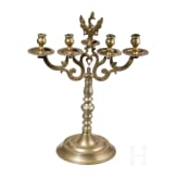 A pair of Prussian or Silesian brass candelabras, mid-18th century