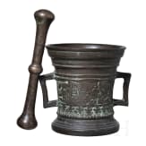 A Belgian Renaissance bronze mortar with house insignia, 2nd half of the 16th century