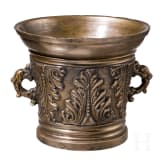A Swiss bronze mortar with acanthus leaf decoration, ca. 1700
