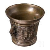 A Swiss bronze mortar with acanthus leaf decoration, ca. 1700