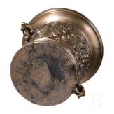 A Swiss bronze mortar with acanthus leaf decoration, ca. 1700