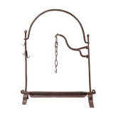 A large iron French or Spanish andiron, 16th/17th century