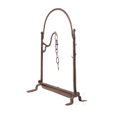 A large iron French or Spanish andiron, 16th/17th century