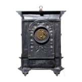 A historicist-style iron wall clock, probably Berlin iron, 19th century