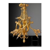 A monumental German bronze chandelier in the style of Louis XVI, 2nd half of the 20th century