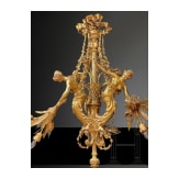 A monumental German bronze chandelier in the style of Louis XVI, 2nd half of the 20th century