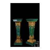 A pair of bronze-mounted marble columns in faux malachite, 2nd half of the 20th century
